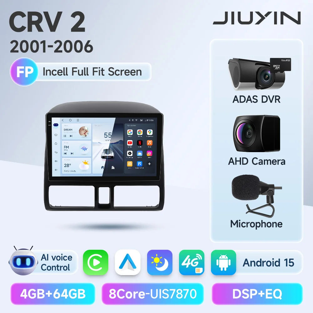 2din Car Radio For Honda CR-V CRV 2001 2002 2003 2004 2005 2006 Automotive Multimedia Video Player Navigation GPS Carplay Radio