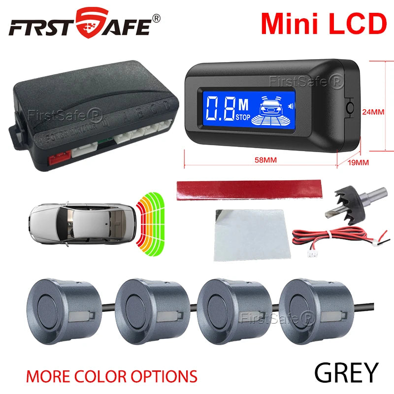 FirstSafe Factory Car Parking Sensor Kit Mini LCD Display With 22mm 4 Sensors Radar Detector System Universal All Car