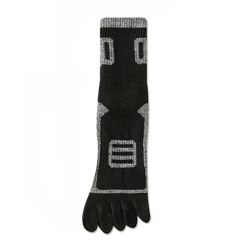 6 Pairs Man High Quality Cotton Sports Running Crew Socks Fleece Toe Socks Men Autumn Winter Warm Five Finger Socks