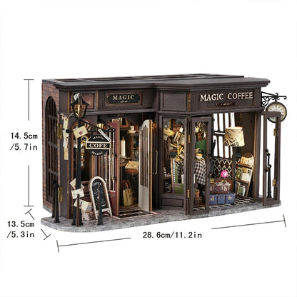 Wooden Miniature Doll House 3D Puzzle Assembly Building Model Kit Cat Shop Small Room Toys Home With Furniture Birthday Gifts