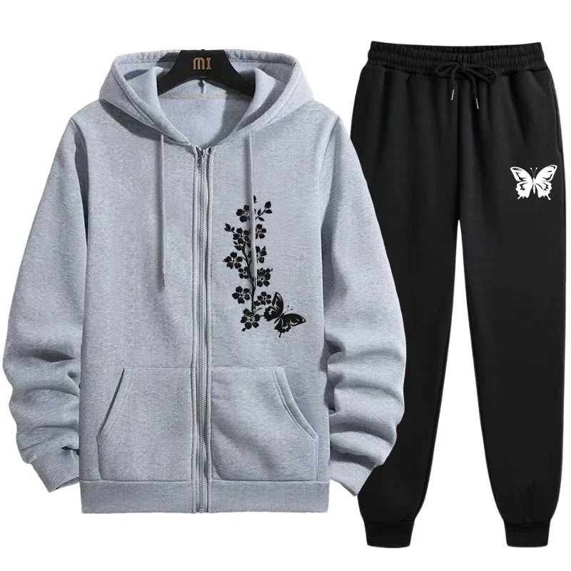 Autumn Winter Casual Sportswear 2025 Womens Tracksuit Set 2 Pieces Zipper Hoodie with Joggers Pants Urban Streetwear Outfit