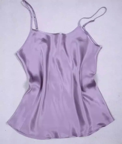 Women's 100% Mulberry Silk 16 momme Spaghetti Strap Camisole Tank Top Vest Sleepwear M-4XL YM002