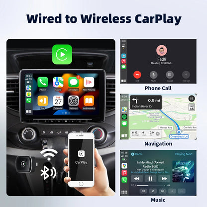 KEBIDUMEI Wired to Wireless Carplay Mini Car AI Box Adapter 5.0GHz WiFi Android Auto Bluetooth 5.2 Smart Dongle Car Accessories
