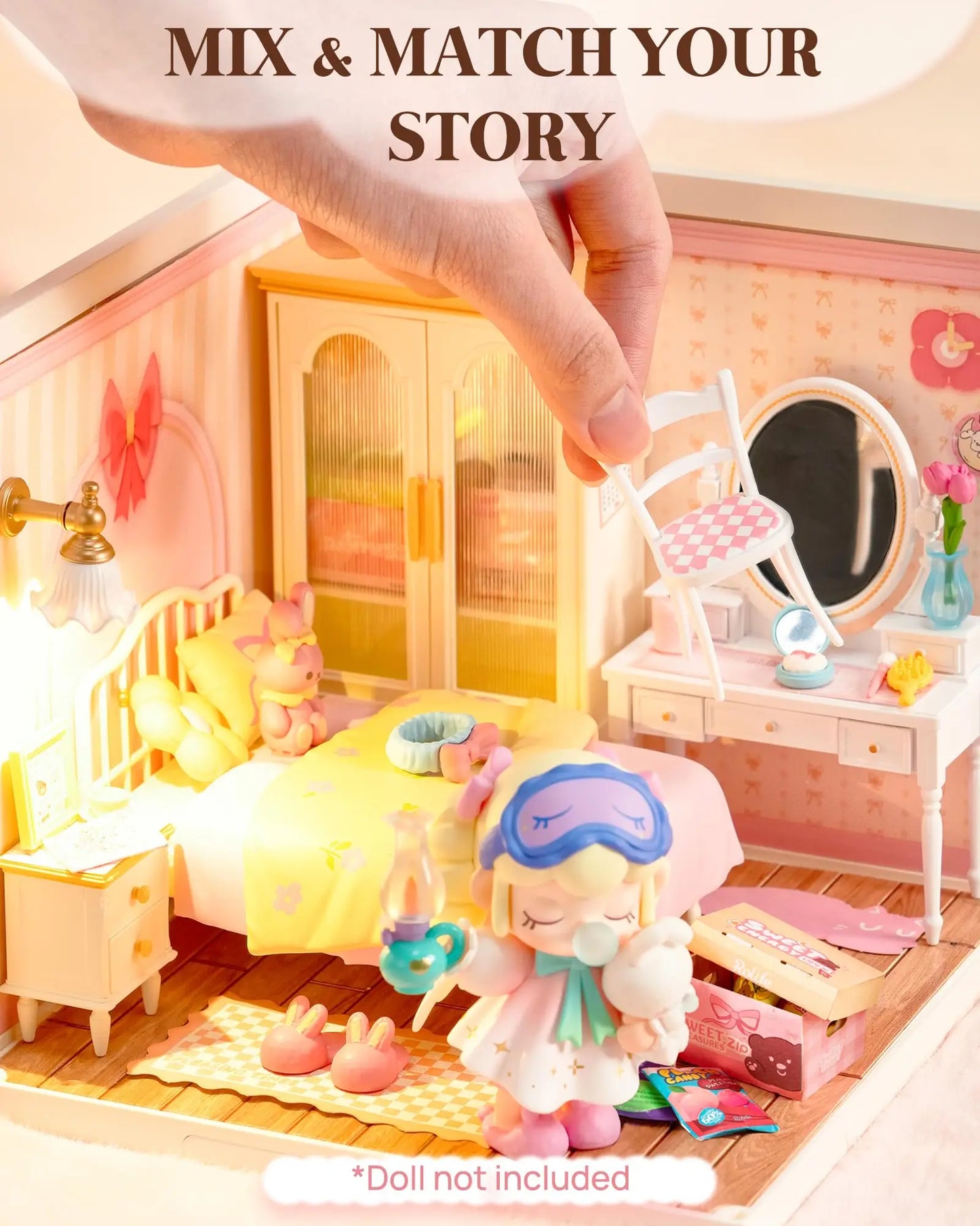 Robotime Rolife 3D Puzzle Model Super Store Series Lovely Pink Bedroom Plastic DIY Miniature House Kit Building Blocks Kits