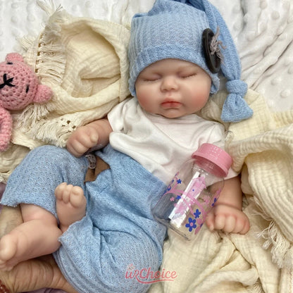 19inch Chubby Full Soft Silicone Reborn Doll Can Open Mouth Fine Realistic Features Companion Toy For Emotional Support