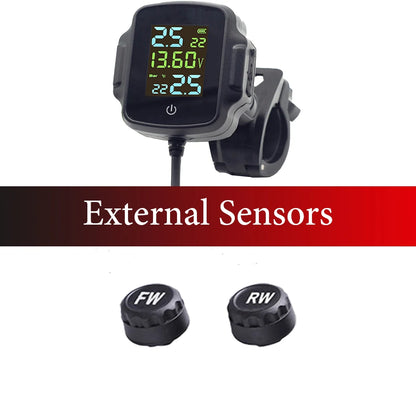 Motorbike TPMS With QC 3.0 Fast Charging USB Output Motorcycle Tire Pressure Alarm Monitor System Tyre Temperature Alarm System
