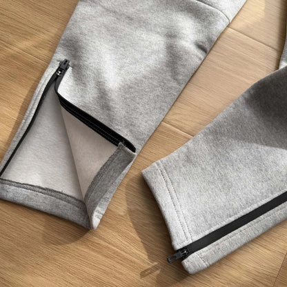 Men's Winter Thickened Fleece Lined Relaxed Fit Straight Leg Zipper Pants Casual Fashion Urban Style Youth Autumn Winter Trou...
