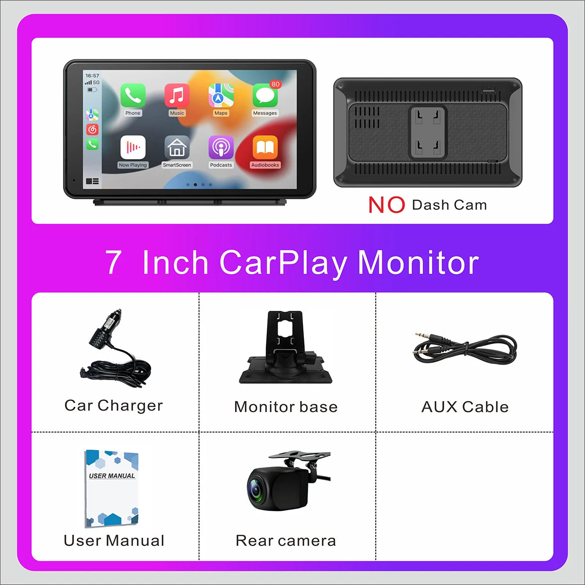 Pionray 11 inches android auto Universal Portable Carplay for Car Screen Car Radio WIFI Video Wireless Carplay Screen for Apple