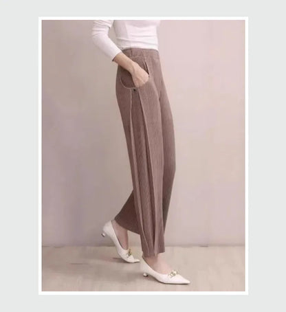 Miyake Pleated Fall Women Pants New High-waisted Thin Casual Pants Temperament Fashion Versatile Office Commuting Women's Pants