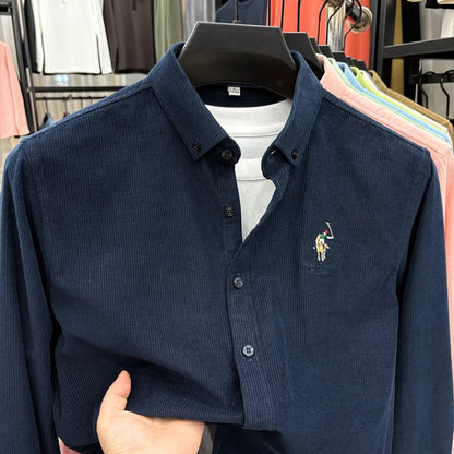 Spring and Autumn New 100% Cotton Long Sleeve Shirt for Men's Business, Leisure, Skin Friendly, Comfortable Collar Shirt Coat