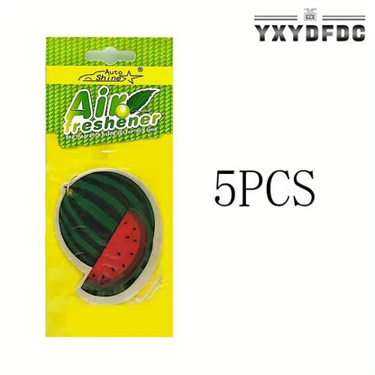 3-80pcs Fruit Car Air Freshener Natural Aromatherapy Tea Paper Hanging Perfume Vanilla Auto Parts Interior