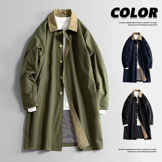 Autumn and Spring New Fashion Trend Windproof Warm Long Trench Coat Men's Casual Loose Sports Plus Size High-grade Jacket L-8XL