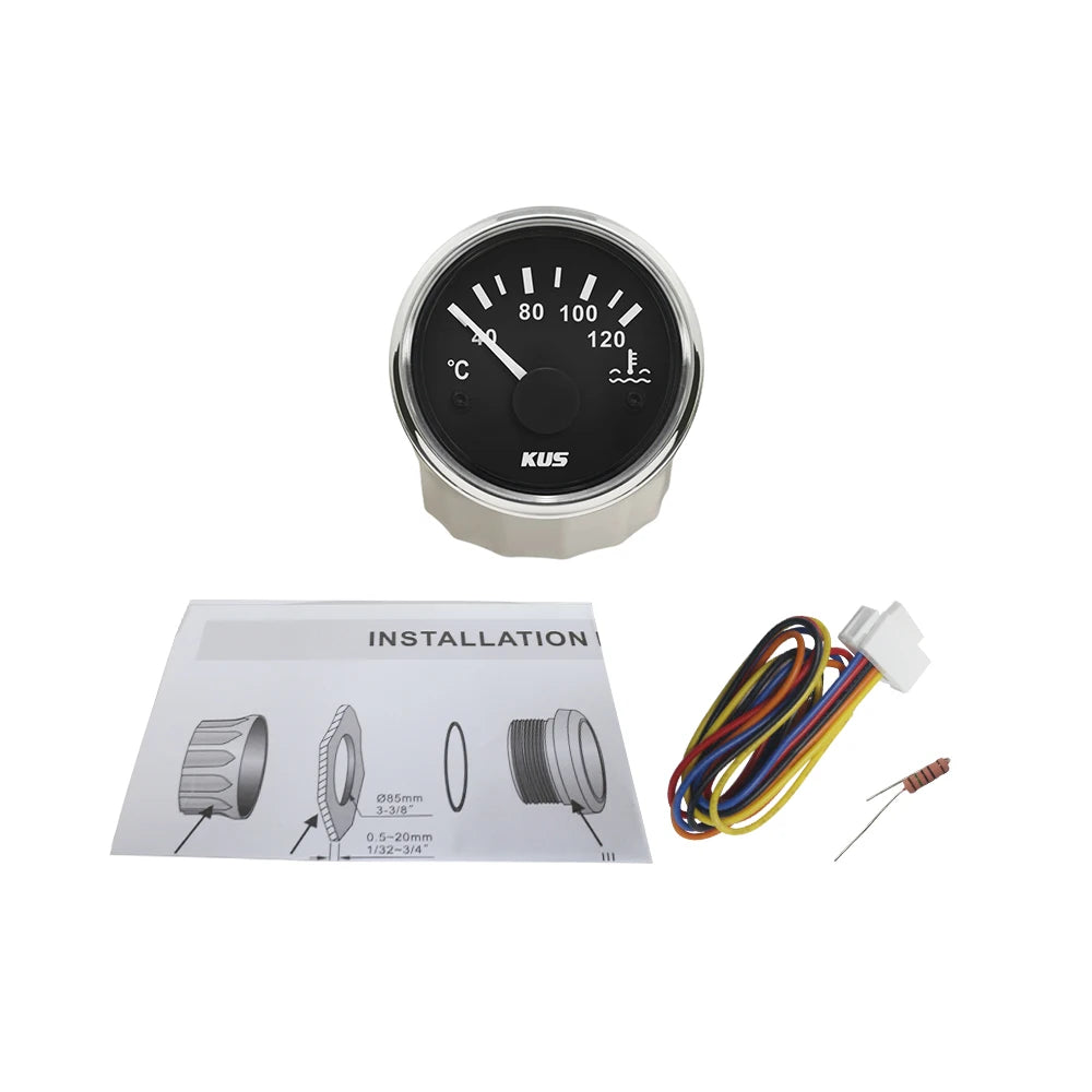 KUS Water Temp Temperature Gauge Meter Indicator 40-120℃ with Backlight 12V/24V 52MM(2") for Car Truck Sailboat