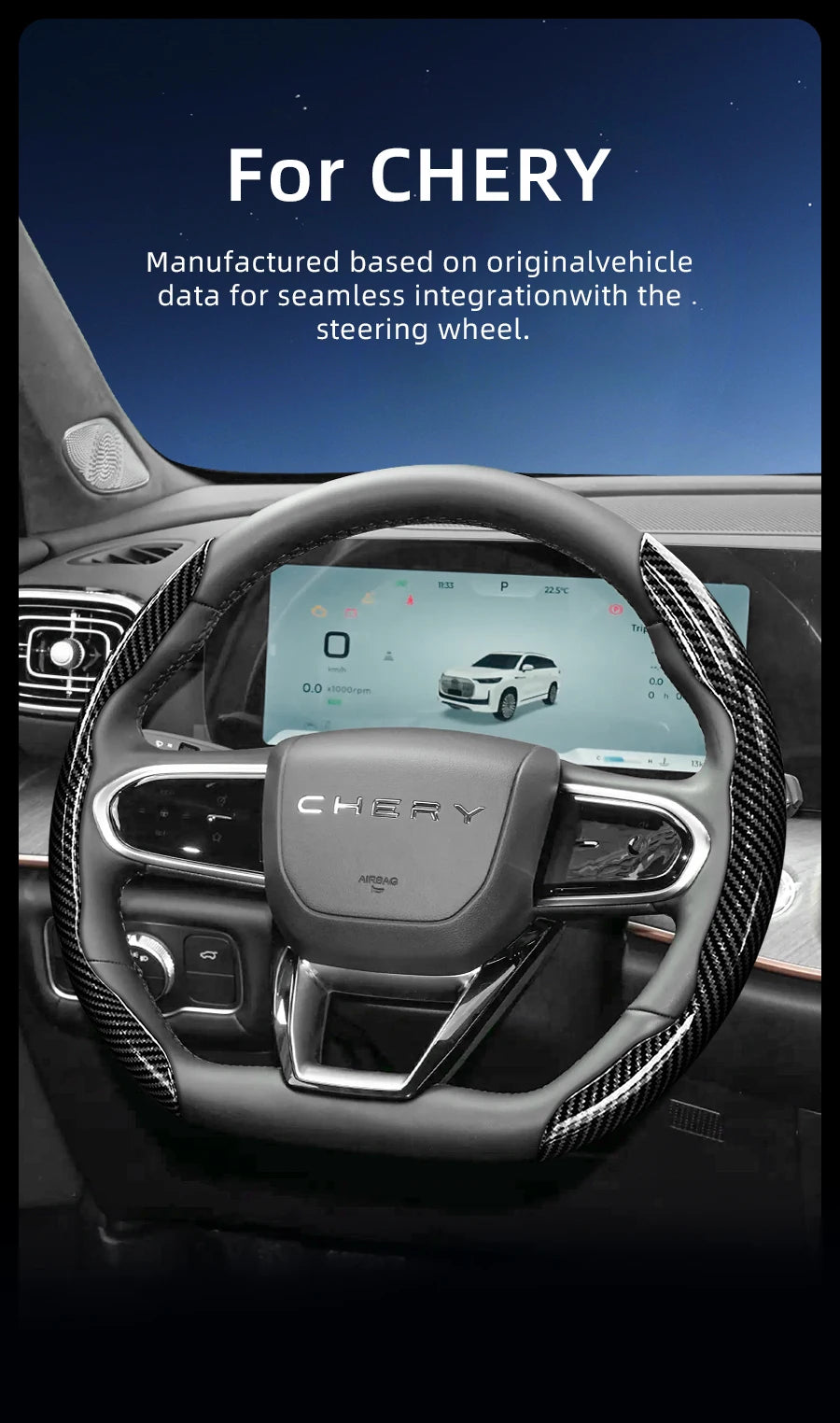 Suitable for Chery Carbon Fiber Texture Steering Wheel Cover with Segmented Quick-Release Design, Durable, for Models Such as Tiggo 2 3 4 7 8 9 Pro Max Csh Arrizo 6 Cross C5 J6 E5 Omoda 5 Gt Eq7