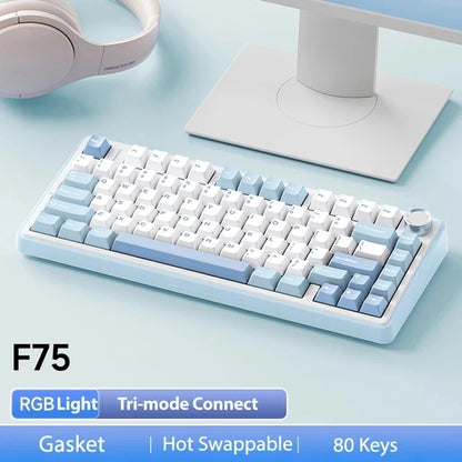 AULA Mechanical Keyboard F75 Three Modes Gaming Mechanical Keyboard Multi-function Knob Can Switch Between Game/Office Modes