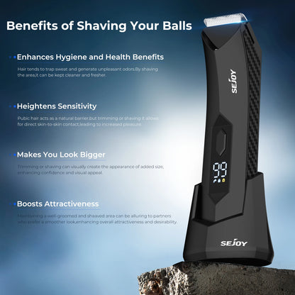 Sejoy T8S Body Hair Trimmer for Men Ball Trimmer for Groin Pubic Replaceable Ceramic Blade Electric Shaver IPX7 Waterproof