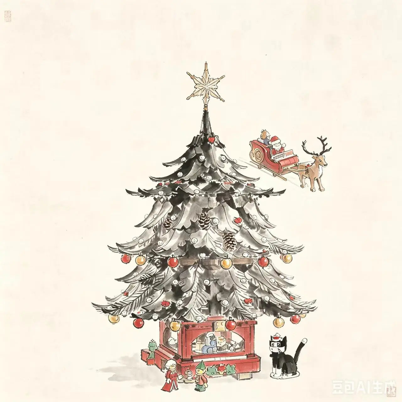 3171pcs NEW compatible Christmas Family Tree Decoration Building Blocks Model Building  Bricks DIY Toys For Birthday Gifts