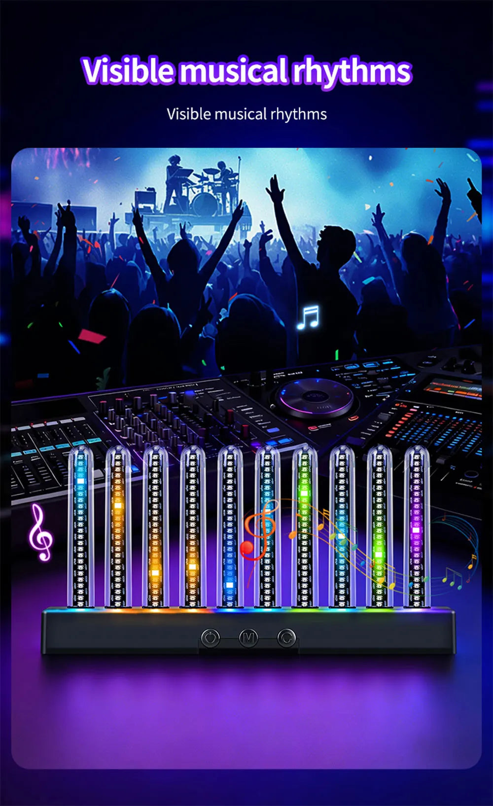 Sound Control Pickup Light Dynamic Gradient RGB Ambient Light Universal Car Air Vent Dashboard Ornament LED Interior Decor Light
