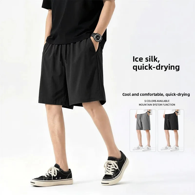 Jeanswest Life Men's Ice Silk Shorts Summer Loose Large Size Quick Dry Five-Quarter Length Casual Sporty Trousers