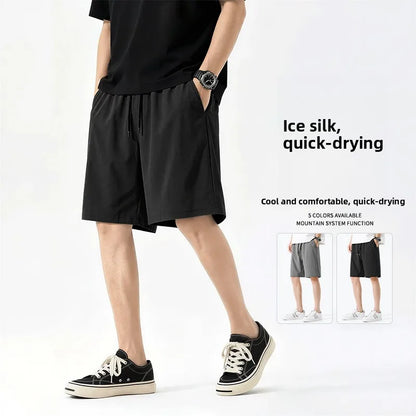 Jeanswest Life Men's Ice Silk Shorts Summer Loose Large Size Quick Dry Five-Quarter Length Casual Sporty Trousers