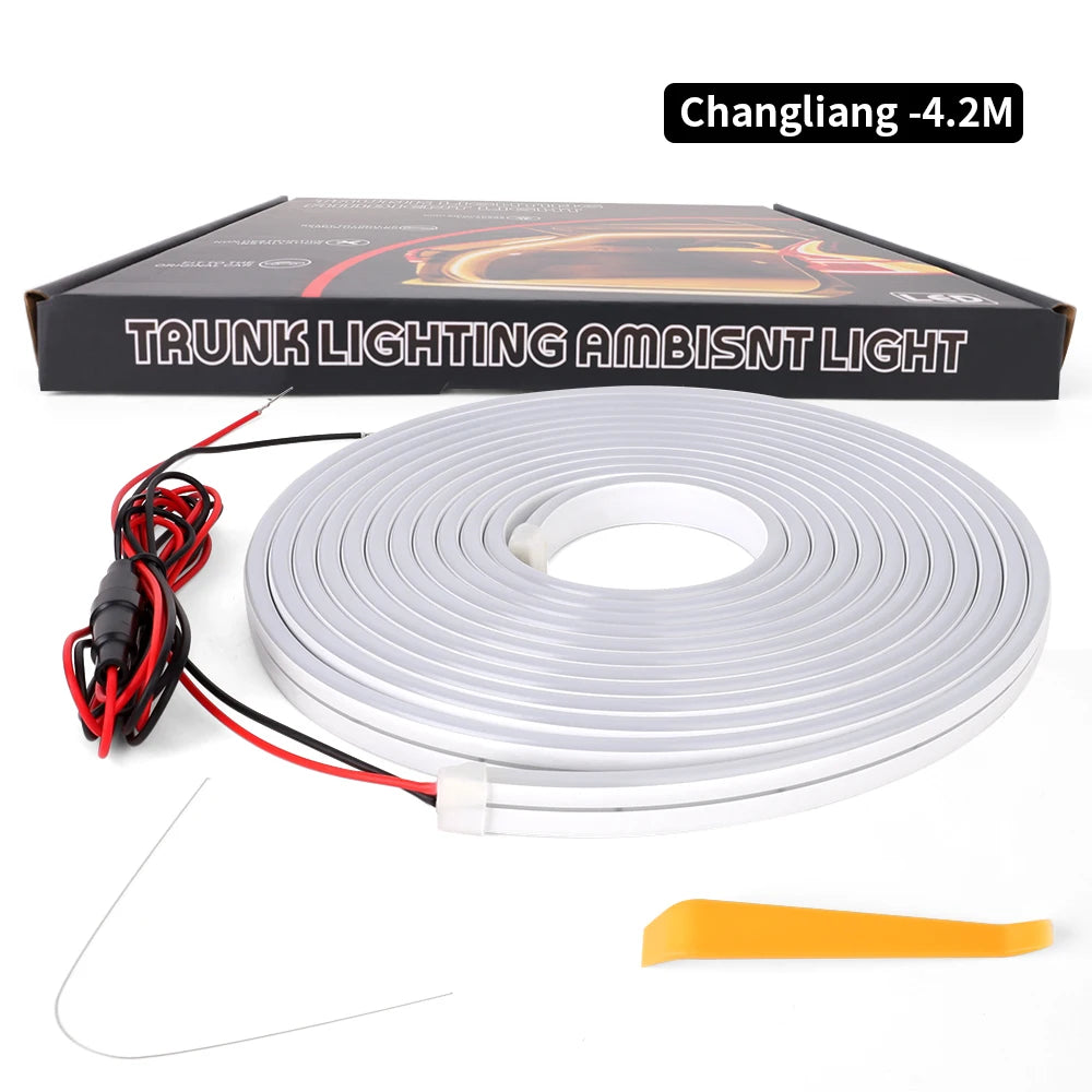Car High Brightness Trunk Lighting Ambient Light Super Bright Interior Decoration Car Trunk Universal Silicone COB Light Strip
