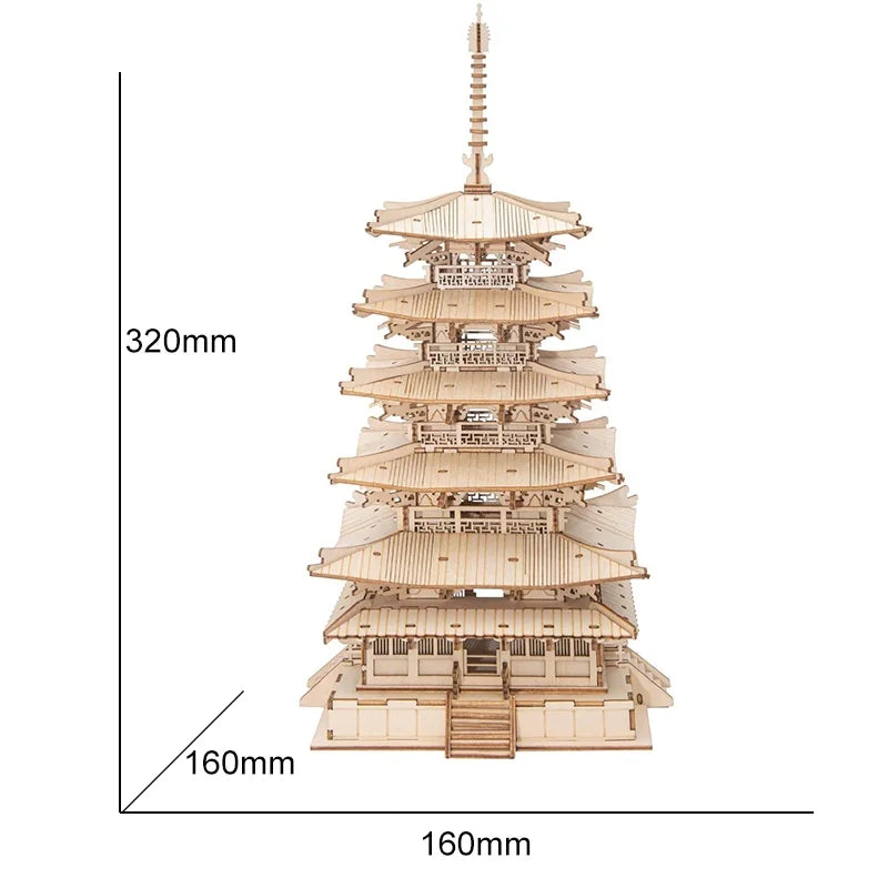 ROKR 3D Wooden Puzzle Game Big Ben Tower Bridge Pagoda Building Model Toys For Children Kids Birthday Gift