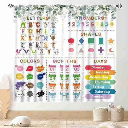 ABC Alphabet Classroom Curtains,Kids Cartoon Animal Educational Learning Cute Colorful Back to School Decorations Window Drapery