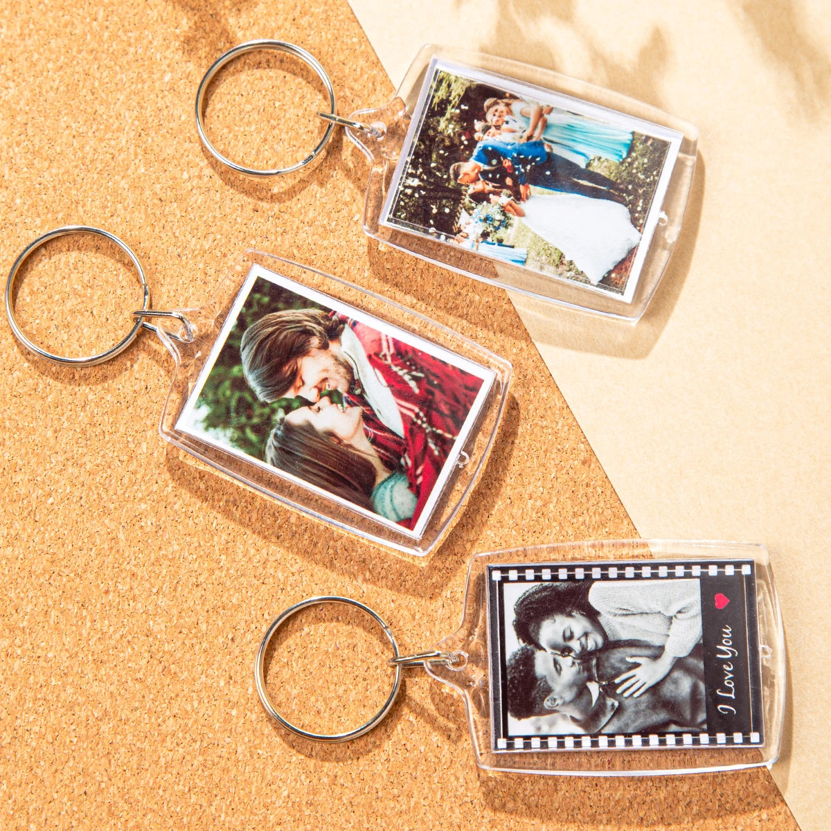 Custom 1pc/3pc/5pc Photo and Text Keychain, Photo Strip Keychain, Valentines Day Couple Gift, Custom Gift, Mother's Day Gift