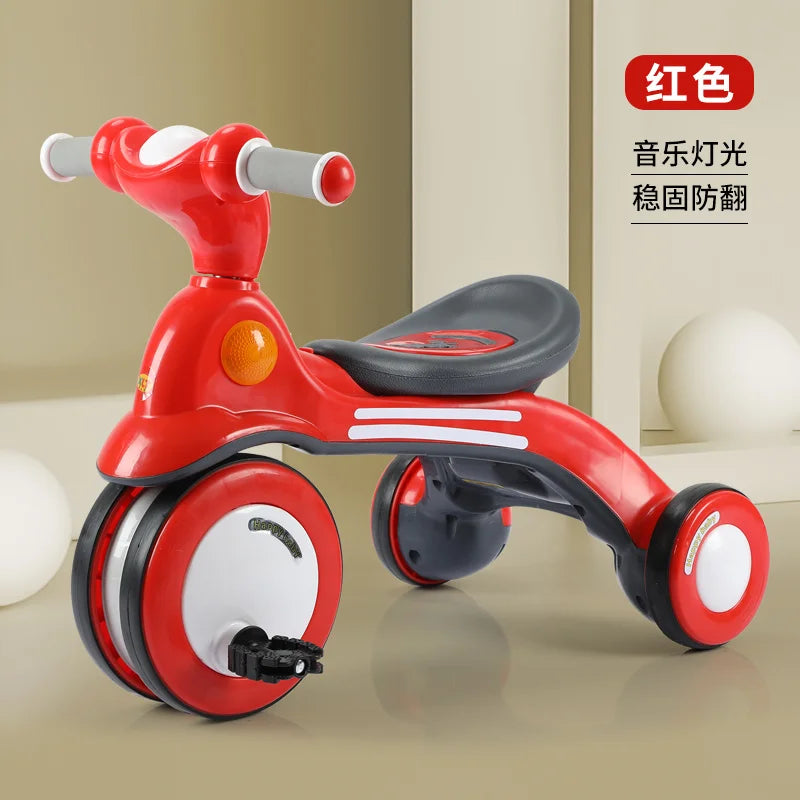 Kiddie Car Anti-rollover Safe Silent Sliding Bike Outdoor Children Pedaling Bicycle with Lights Music Tricycles Toy Gift for Kid