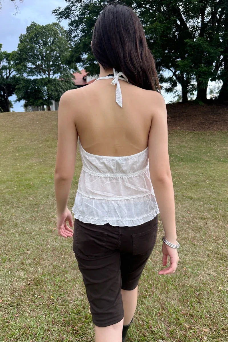 Brandy Melville Pure Cotton Three-Button Base Layer Vest Sweet Style V-Neck Sleeveless Tank Top for Women Spring Summer