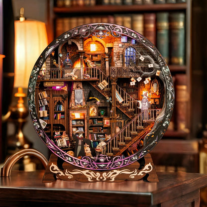 DIY Wooden Magic Library Casa Miniature Model Kits With LED Lights Dollhouse with Furniture 3D Puzzle for Friends Birthday Gifts