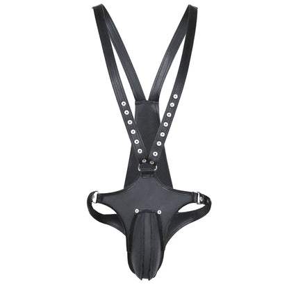 Mens PU Leather Body Harness Chest Strap Suspenders with Pouch BDSM Bondage Fetish Gear Role Play Adult Sex Toy for Men Gay