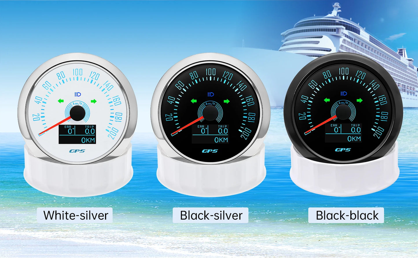 85MM Digital GPS Speedometer 0-160MPH 0-200KMH Speed Meter With GPS Antenna For Car Marine Boat 7 Color Backlight Speed Gauge