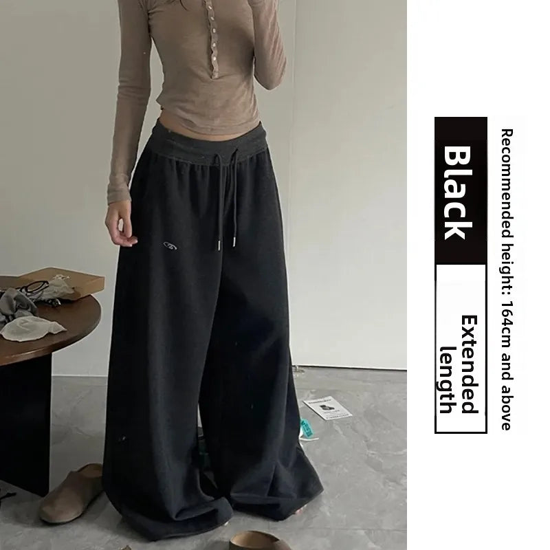 American Style Lazy Girl Sports Pants Women High Waist Loose Slimming Casual Wide Leg Pants Fall New Arrival Small Size