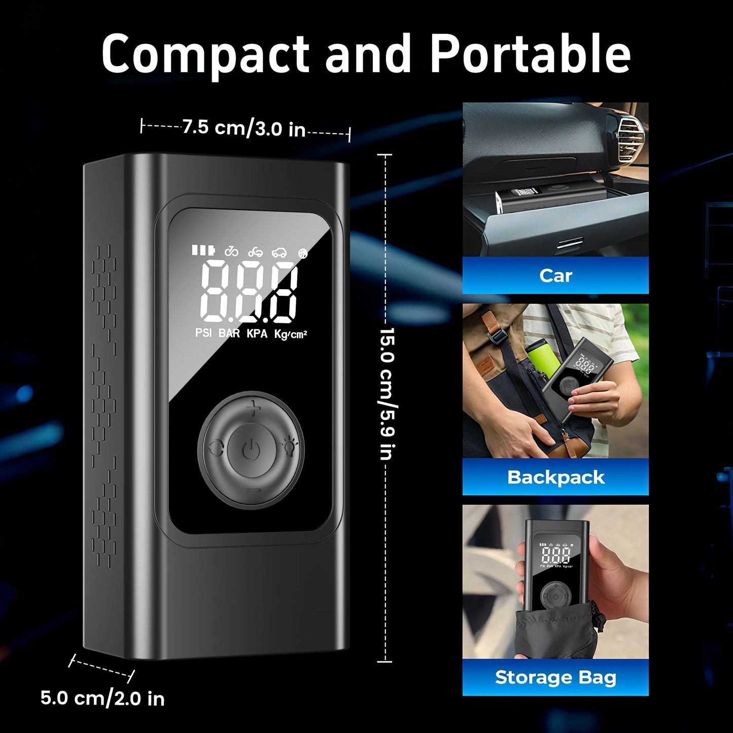 FHKJ Car Jump Starter 5-in-1 Air Pump Compressor Power Bank Starting Device Portable Battery Boosters Car Roadside Emergency Kit