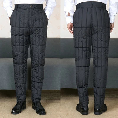 plus Size Dad Winter Cotton Pants High Waist Thickened Deep Crotch Elderly Warm Loose Elastic Waist Business Casual Style