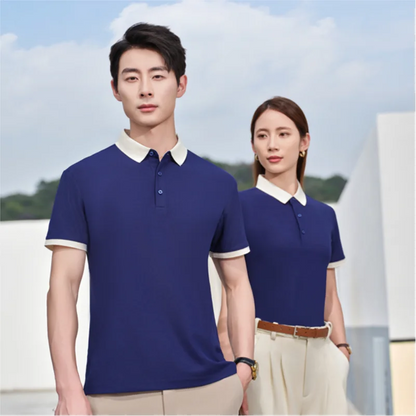 Fashion Contrast Collar Polo Custom Design Casual Business Polo Shirt Print Logo Slim Fit Lapel Short Sleeved Polo Embroidery