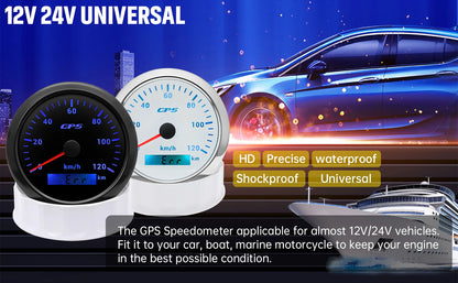 A 85MM GPS Speedometer For Motorcycle Marine Boat 30~200 Kmh Boat Car Truck Speed Gauge Meter With GPS Antenna 7 Color Backlight