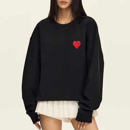 AMI AMORING2025 New Fashion Trend Brand Embroidered Love A Hoodie Women's Simple Couple's Wear Men's Loose Round Neck Pullover