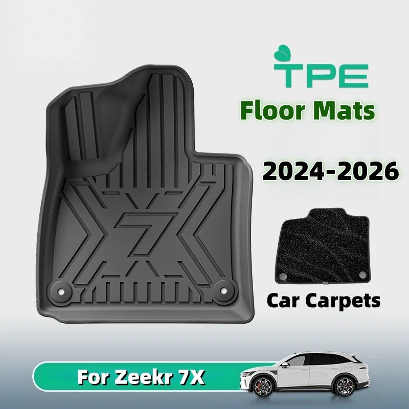 Car Floor Mats For 5 Seats Zeekr 7X 2024 2025 2026 All-Weather Cargo Liner Trunk Mat TPE Waterproof Floor Liner LHD  RHD