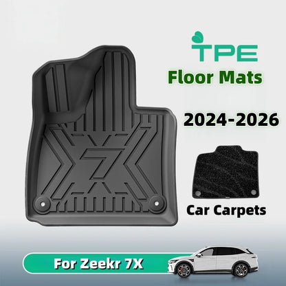 Car Floor Mats For 5 Seats Zeekr 7X 2024 2025 2026 All-Weather Cargo Liner Trunk Mat TPE Waterproof Floor Liner LHD  RHD