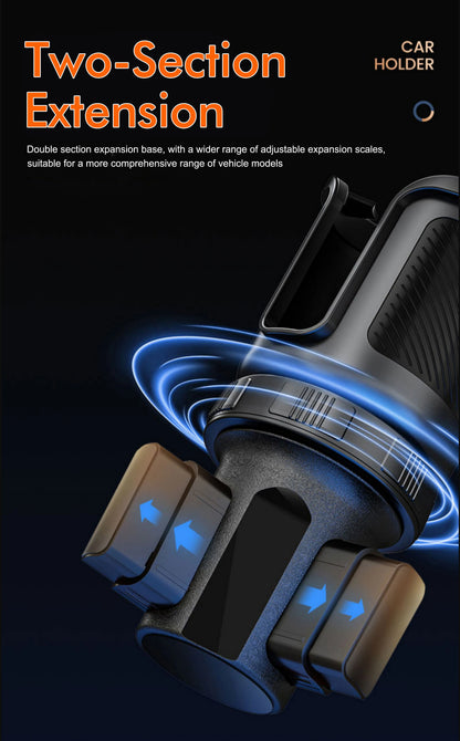 New Car Cup Holder Tray Adjustable with Phone Holder Tablet Tray Table 2 Cup Holders Road Trip & Car Traveling Essential Gadget