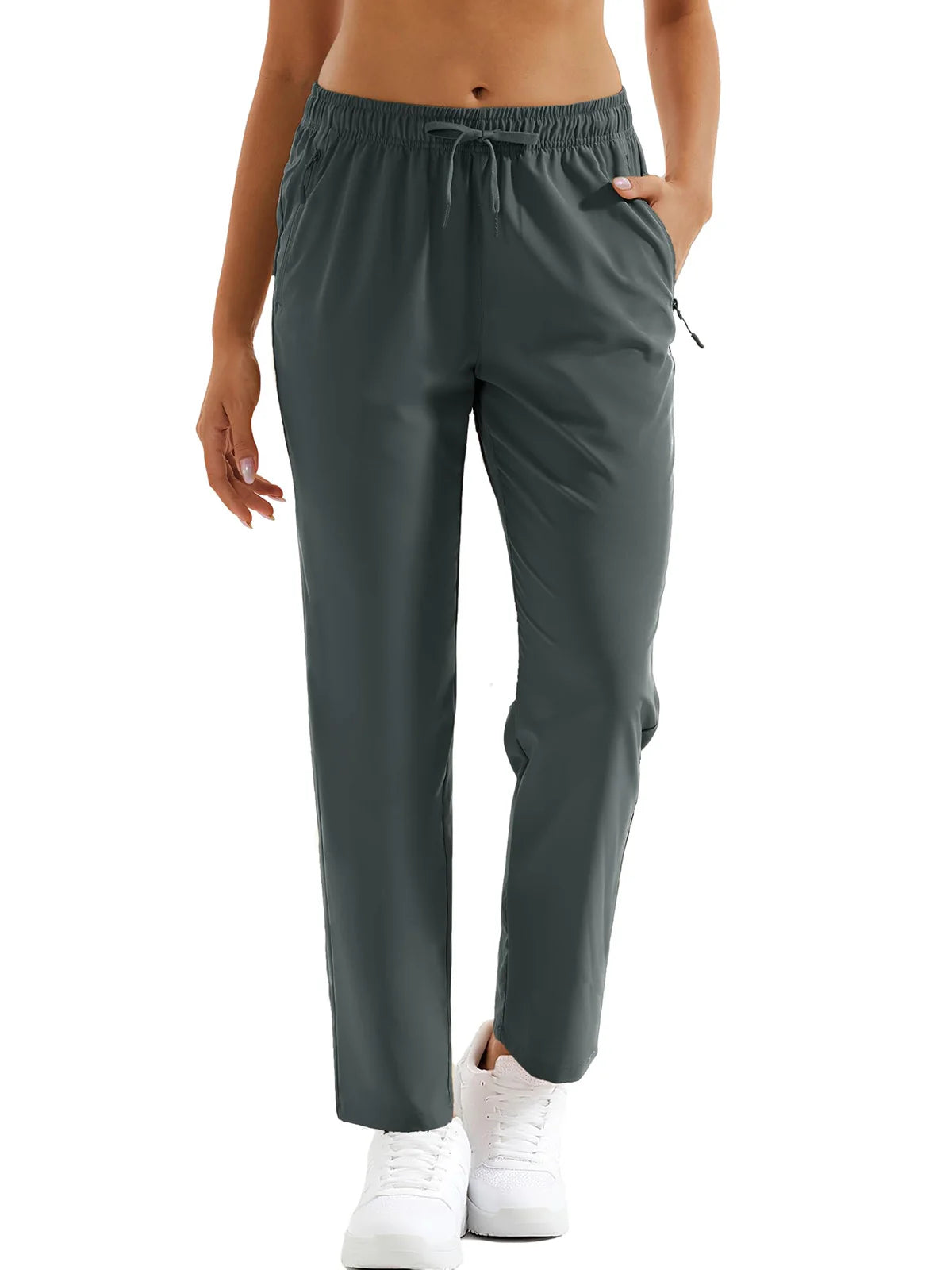 TACVASEN Womens Quick Dry Lightweight Hiking Pants Water Resistant Travel Pants with Zip Pockets Elastic Waist Golf Trousers