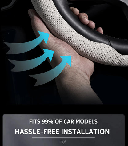 2026 New Ultra-Thin Car Steering Wheel Cover All-Season Universal  Anti-Slip Sweat-Absorbent Suede Nappa Automotive Interior