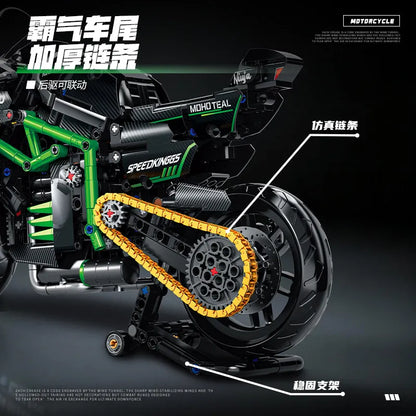 812PCS new H2R superbike 1:8 building block locomotive assembly machinery group children's toy boy birthday gift