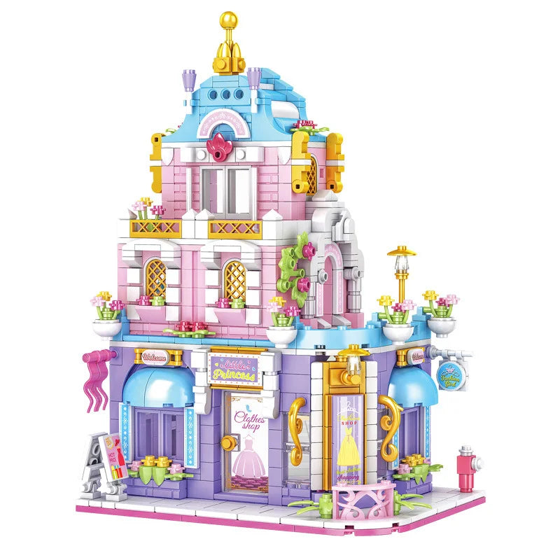 City Street View Series Clothing Store Building Blocks Mini Architecture Model Shop Toy Creative Gift for Kids Children