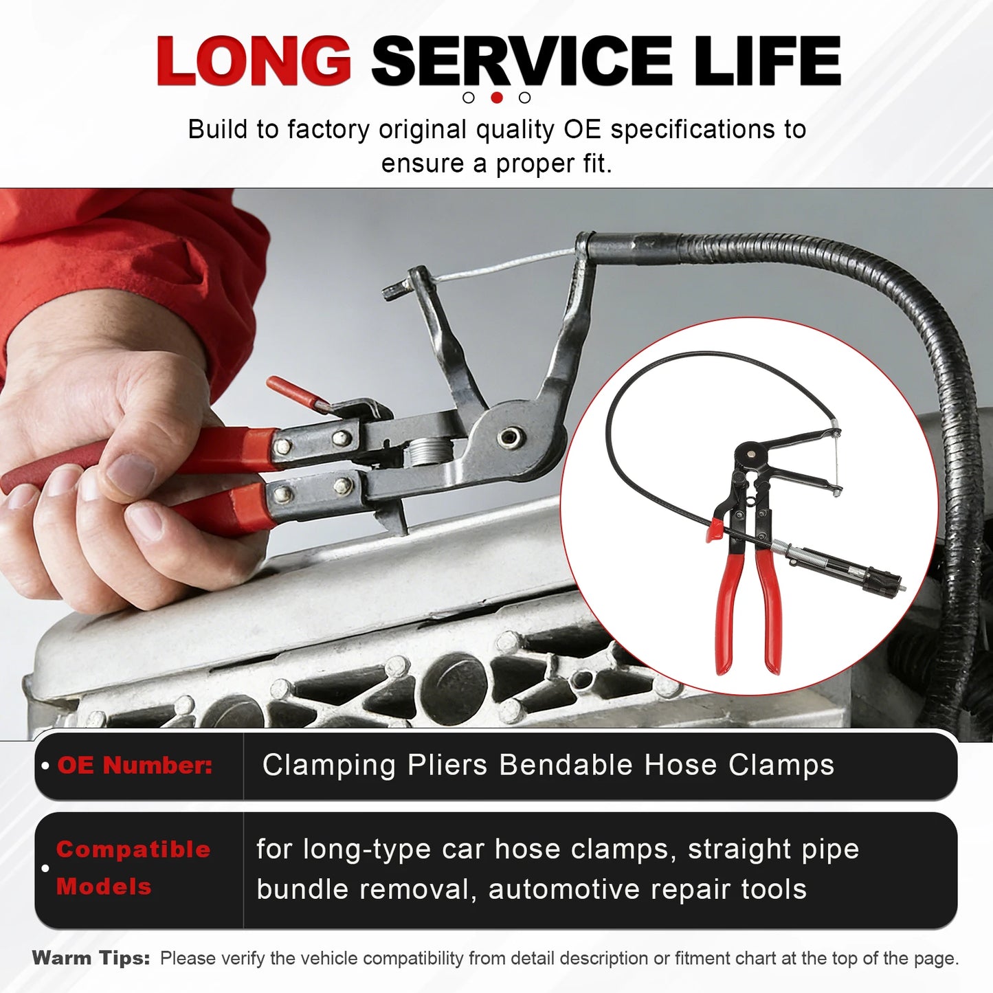 Clamping Pliers Bendable Hose Clamps Cable Type Flex Cable Long Auto Hose Clamps Straight Hose Bundle Removal Auto Repair Tools