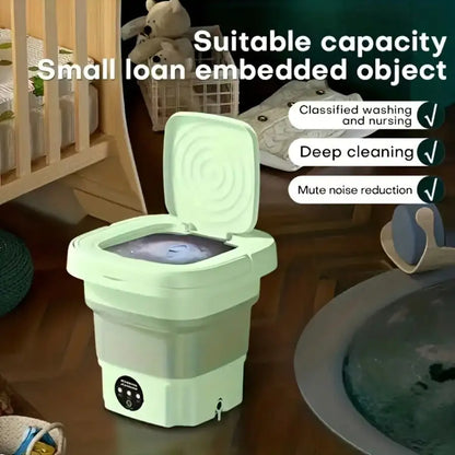 Foldable Mini Washing Machine, Portable Compact Washer For Underwear, Socks & Baby Clothes, Ideal For Dorms, Travel, Business Trips & Small Spaces