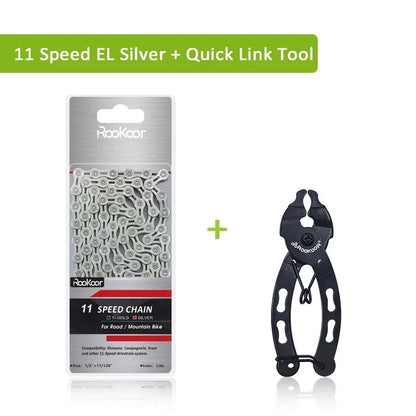 Rookoor Bicycle Chain 6 7 8 9 10 11 Speed Velocidade Titanium Plated TI Gold Silver Mountain Road Bike MTB Chains Part 116 Links