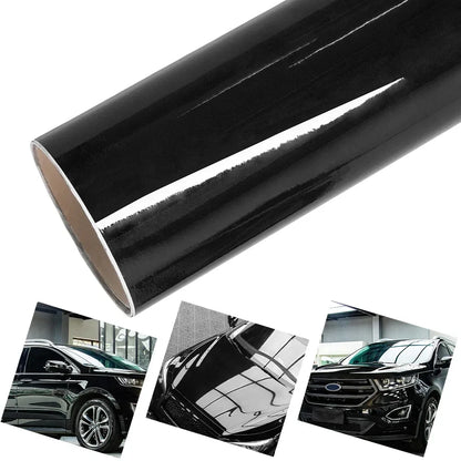 Premium Glossy Bright Black Self-adhesive Vinyl Car Wrap Film Vehicle Decal Paper Based Package Auto Decor Film Air Bubble Free